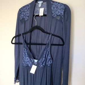 Navy blue NWT Eberjey short chemise AND matching robe.
